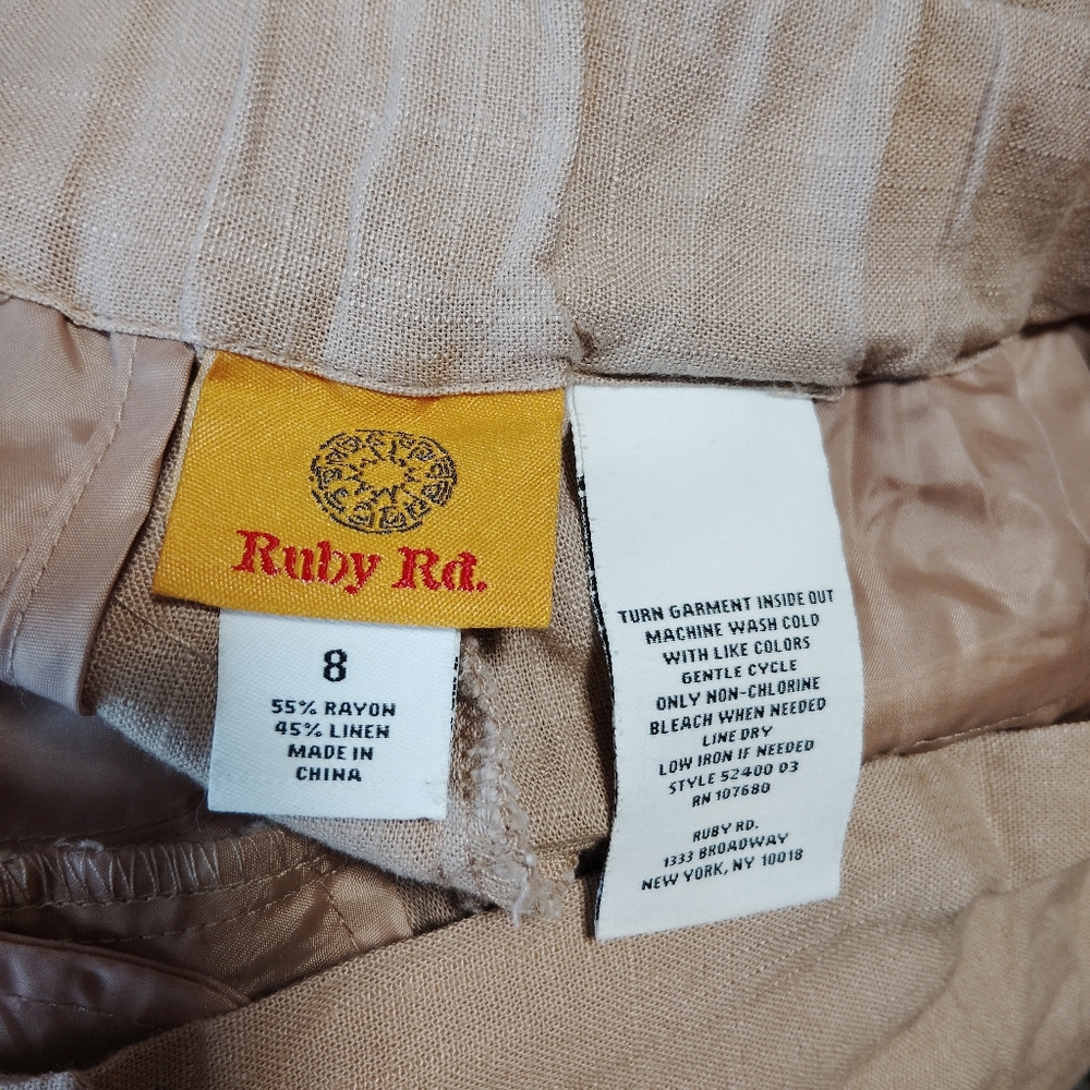 Ruby Rd Linen Blend Cropped Pants - Size 8 - Picture 4 of 4